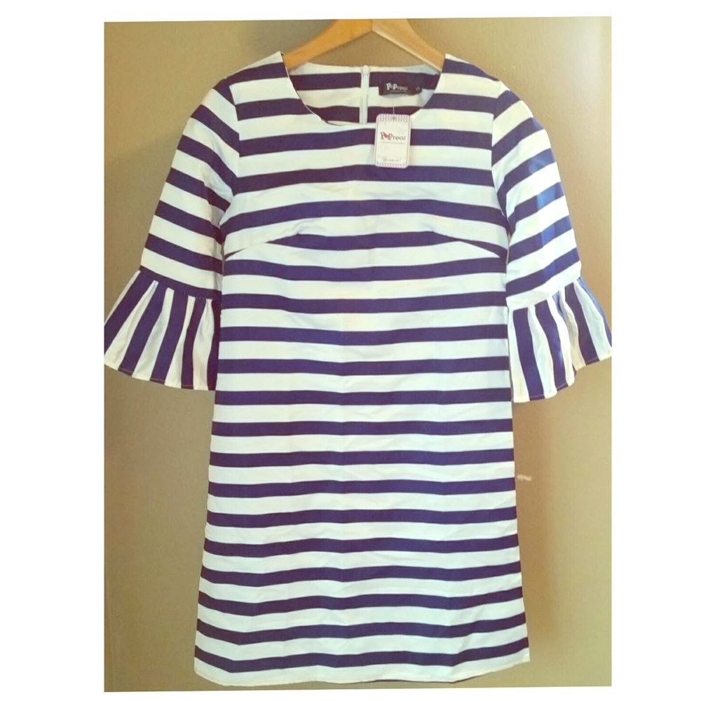 NWT Popreal blue/white tunic mini dress